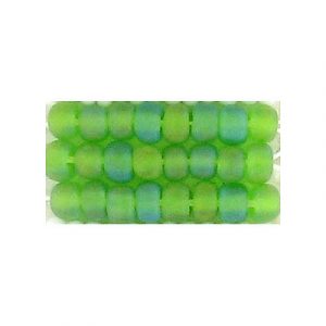 Seed beads, matte rainbow green rocaille, size 6. (SKU# GBM6L/51430). Sold per pack of 250 grams.