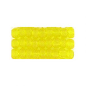 Perles de rocaille, jaune transparent mat, grandeur 6. Vendu en paquet de 250 grammes. (SKU# GBM6L/80010)