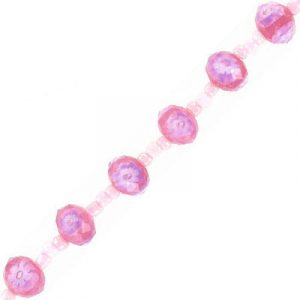 LIQUIDATION! Glass beads, millefiori, 9x12mm, rondelle, dark rose, 7 inch strand, 10 beads. (SKU# GBMF12RF/85400). Sold per pack of 1 strand(s).