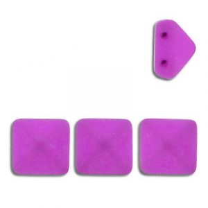 LIQUIDATION! Glass pyramid beads, 12mm, 2 rows (holes), neon magenta. (SKU# GBPY12MM/25125). Sold per pack of 12