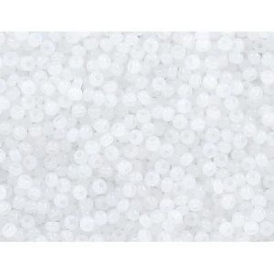 Seed beads, rocaille bead, strung, frosted crystal, size 10. (SKU# GBR10L/02090). Sold per pack of 500 grams.