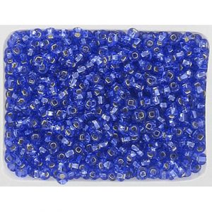 Perles de rocaille, en vrac, bleu, grandeur 10. Vendu en paquet de 500 grammes. (SKU# GBR10L/37030)