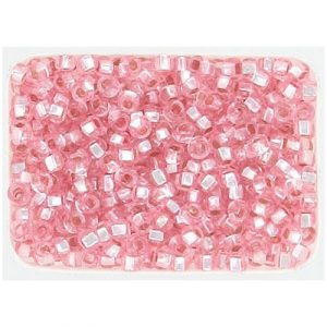 Seed beads, pink silver lined, loose, rocaille, size 10. (SKU# GBR10L/78291). Sold per pack of 250 grams.