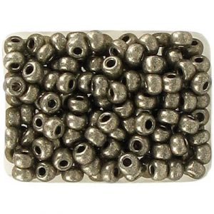 Seed beads, opaque gunmetal coated round hole, size 6. (SKU# GBR6L/18549). Sold per pack of 250 grams.