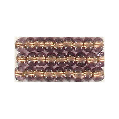 Seed beads, rocaille bronze lined transparent light amethyst, size 6. (SKU# GBR6L/25014). Sold per pack of 250 grams.