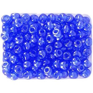 Perles de rocaille, en vrac, bleu, grandeur 6. Vendu en paquet de 250 grammes. (SKU# GBR6L/36050)