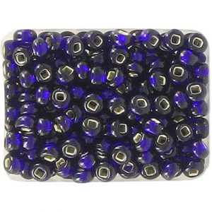 Perles de rocaille, en vrac, bleu, grandeur 6. Vendu en paquet de 250 grammes. (SKU# GBR6L/37110)