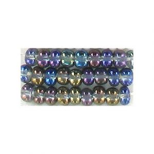 Perles de rocaille, gris arc-en-ciel transparent, grandeur 6. Vendu en paquet de 500 grammes. (SKU# GBR6L/41011)