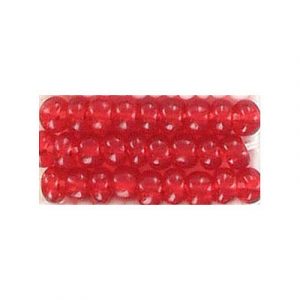 Perles de rocaille, en vrac, rouge transparent, grandeur 6. Vendu en paquet de 500 grammes. (SKU# GBR6L/90070)