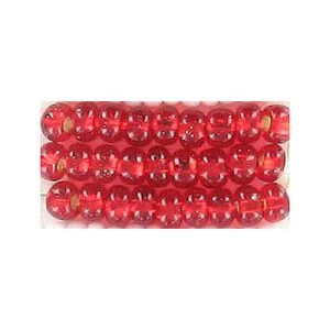 Perles de rocaille, en vrac, rouge, grandeur 6. Vendu en paquet de 250 grammes. (SKU# GBR6L/97090)