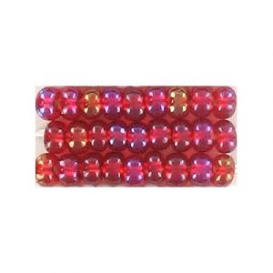 Seed beads, rocaille bronze lined transparent ab ruby, size 6. (SKU# GBR6L/99079). Sold per pack of 500 grams.