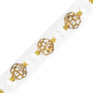LIQUIDATION! Glass beads, spiderweb, 14mm, faceted, gold, 7 inch strand, 6 beads. (SKU# GBSW14MMF/5678). Sold per pack of 1 strand(s).