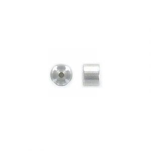Metal beads, 5x3.6mm, rondelle, inside diameter 1mm, stainless steel, grade 304l. (SKU# MB100/SS). Sold per pack of 25