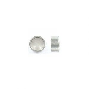 Metal beads, 6x3mm, rondelle, inside diameter 5mm, stainless steel, grade 304l. (SKU# MB101/SS). Sold per pack of 100