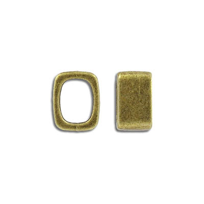 Billes en métal pour le cuir Regaliz TT10X7MM and TT10X6MM, 14x8mm, diamètre intérieur 10x7mm, zamak (alliage de zinc), plaqué laiton antique. Vendu en paquet de 12. (SKU# MB10X783/OXBR)