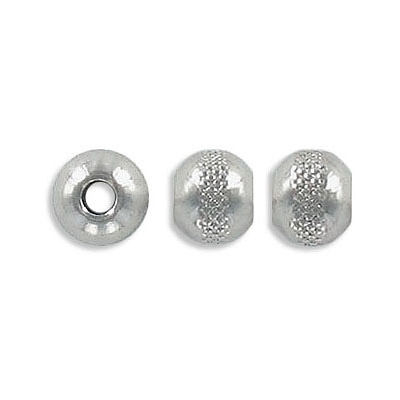 Metal beads, 8mm, round, with pattern, inside diameter 2.75mm, stainless steel. (SKU# MB112/SS). Sold per pack of 25