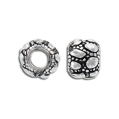 Metal bead, 10mm, inside diameter 5mm, stainless steel. (SKU# MBP113/SS). Sold per pack of 6