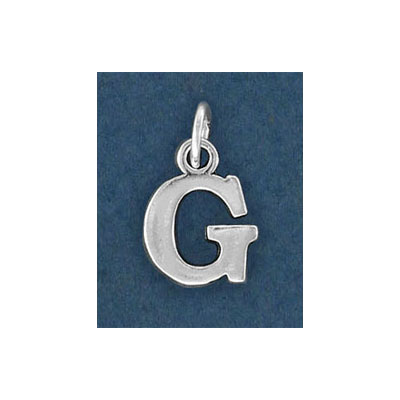 Sterling silver .925 pendant, letter charm (G), 12mm. (SKU# MP-G/SSWH). Sold individually.
