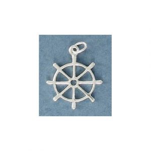 Pendentif argent sterling .925, breloque 17mm, gouvernail. Vendu en paquet de 6. (SKU# MP115/SSWH)