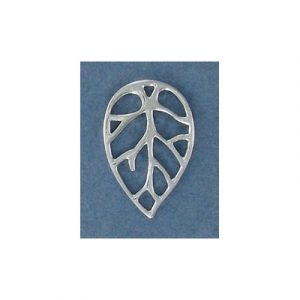 Sterling silver .925 pendant, 23x15mm, leaf. (SKU# MP6354/SSWH). Sold individually.