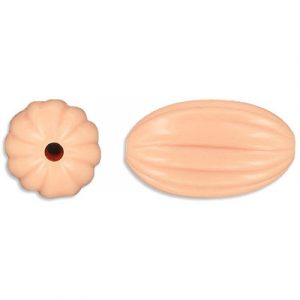 Billes de plastique, ovale, peach. Vendu en paquet de 144. (SKU# PB4428/PEA)
