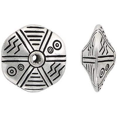 Billes de plastique, argent antique. Vendu en paquet de 12. (SKU# PB455/OXWH)