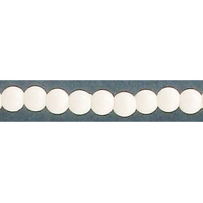 Billes de plastique, 4mm, blanche, corde de 60 pouces. Vendu en paquet de 12. (SKU# PB4MM/WHT)