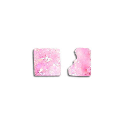 Semi-precious cabochon, 9mm, square, pink druzy quartz. (SKU# SP9SQ/PDQ). Sold per pack of 6