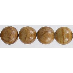 Billes semi-précieuses rondes, corde de 16 pouces, jaspe paysage, 10mm. Vendu en paquet de 1 corde(s). (SKU# SPBD10MM/PJAS)
