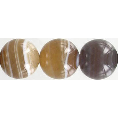 Semi-precious round beads, 12mm, brown and white agate, 16 inch strand. (SKU# SPBD12MM/BRAG). Sold per pack of 1 strand(s).