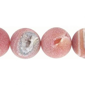 Billes semi-précieuses rondes, 14mm, quartz druze orange givré, corde de 16 pouces. Vendu en paquet de 1 corde(s). (SKU# SPBD14MM/ODQ)