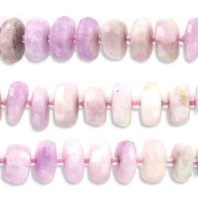 Billes semi-precieuses à facettes, 14mm, rondelle, kunzite, grandeur de trou approx. 1.20-1.30mm, corde de 16 pouces. Vendu en paquet de 1 corde(s). (SKU# SPBD14RF/KUNZ)