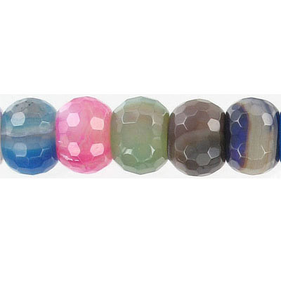 Semi-precious faceted beads, rondelle, multicolor agate, 16 inch strand. (SKU# SPBD14RF/MUAG). Sold per pack of 1 strand(s).