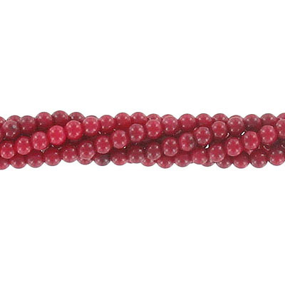 Semi-precious round beads, 3mm, red coral, approx. hole size 0.60mm, 16 inch strand. (SKU# SPBD3MM/RDC). Sold per pack of 1 strand(s).
