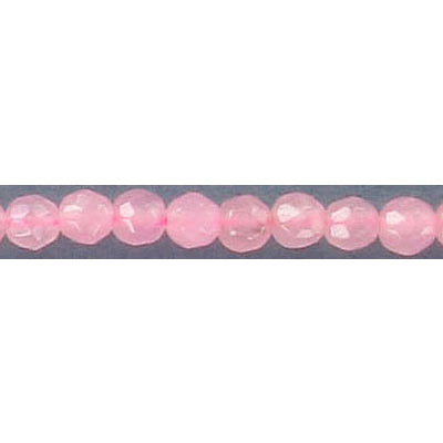 Billes semi-précieuses à facettes, 4mm, quartz rose, corde de 16 pouces. Vendu en paquet de 1 corde(s). (SKU# SPBD4MMF/RQ)
