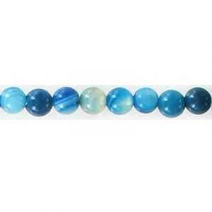 Billes semi-précieuses rondes, 4mm, agate bleu, corde de 16 pouces. Vendu en paquet de 1 corde(s). (SKU# SPBD4MM/BLAG)
