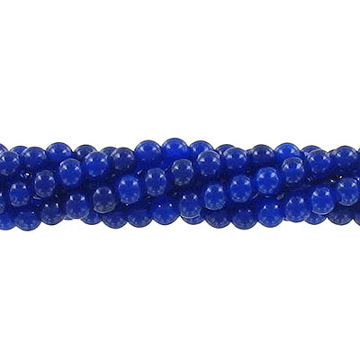 Semi-precious round beads, 4mm, dark blue jade (candy), approx. hole size 0.80-1mm, 16 inch strand. (SKU# SPBD4MM/DBJ). Sold per pack of 1 strand(s).