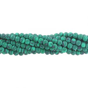 Semi-precious round beads, 4mm, matte new malachite, synthetic, approx. hole size 0.80-1mm, 16 inch strand. (SKU# SPBD4MM/MNMAL). Sold per pack of 1 strand(s).