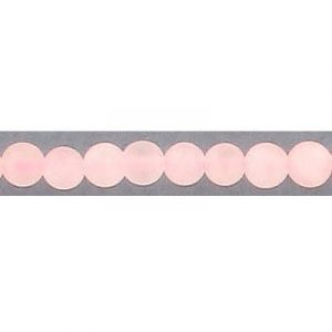 Billes semi-précieuses rondes, 4mm, quartz rose, mat, corde de 16 pouces. Vendu en paquet de 1 corde(s). (SKU# SPBD4MM/MRQ)