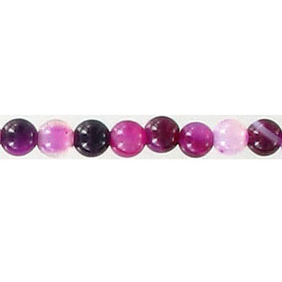 Billes semi-précieuses rondes, 4mm, agate rose, corde de 16 pouces. Vendu en paquet de 1 corde(s). (SKU# SPBD4MM/PKAG)