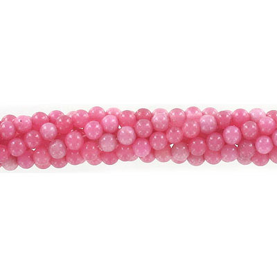 Semi-precious round beads, 4mm, pink rhodonite, approx. hole size 0.80-1mm, 16 inch strand. (SKU# SPBD4MM/PRHOD). Sold per pack of 1 strand(s).
