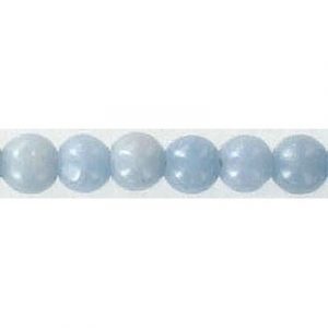 Billes semi-précieuses rondes, 6mm, taille du trou approx. 1mm, angelite, corde de 16 pouces. Vendu en paquet de 1 corde(s). (SKU# SPBD6MM/AL)