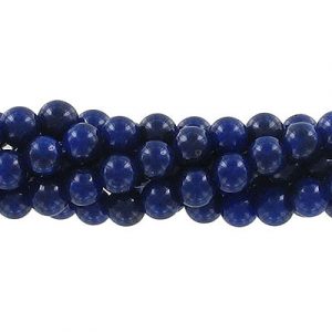 Billes semi-précieuses rondes, 6mm, jade bleu fonce "candy", grandeur de trou approx. 1mm, corde de 16 pouces. Vendu en paquet de 1 corde(s). (SKU# SPBD6MM/DBJ)