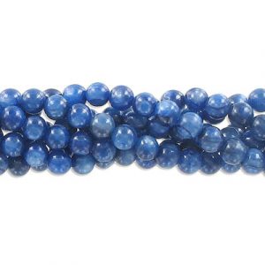 Billes semi-précieuses rondes, 6mm, cyanite, grandeur de trou approx. 1mm, corde de 16 pouces. Vendu en paquet de 1 corde(s). (SKU# SPBD6MM/KY)