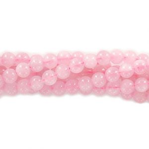 Billes semi-précieuses rondes, 6mm, quartz rose de Madagascar, grandeur de trou approx. 1mm, corde de 16 pouces. Vendu en paquet de 1 corde(s). (SKU# SPBD6MM/MDRQ)