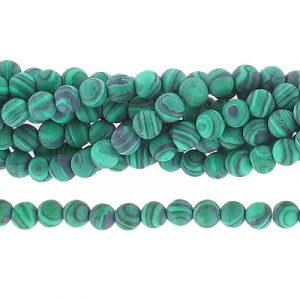 Semi-precious round beads, 6mm, matte new malachite, synthetic, approx. hole size 1mm, 16 inch strand. (SKU# SPBD6MM/MNMAL). Sold per pack of 1 strand(s).