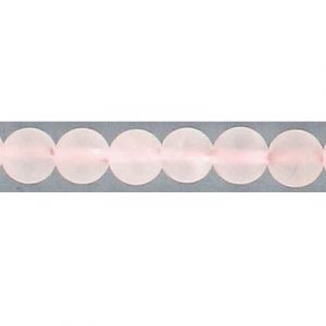 Billes semi-précieuses rondes, 6mm, quartz rose mat, corde de 16 pouces. Vendu en paquet de 1 corde(s). (SKU# SPBD6MM/MRQ)
