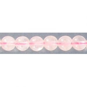 Billes semi-précieuses rondes, corde de 16 pouces, quartz rose, 6mm. Vendu en paquet de 1 corde(s). (SKU# SPBD6MM/RQ)