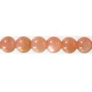 Billes semi-précieuses rondes, 6mm, pierre de soleil, corde de 16 pouces. Vendu en paquet de 1 corde(s). (SKU# SPBD6MM/SS)