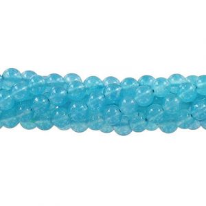 Billes semi-précieuses rondes, 6mm, jade sarcelle "candy", grandeur de trou approx. 1mm, corde de 16 pouces. Vendu en paquet de 1 corde(s). (SKU# SPBD6MM/TNJ)